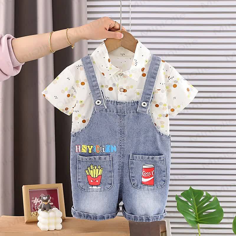 Toddler Cartoon Denim Overalls and Tee 2-Piece Set - image 5