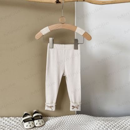 Baby Girl Bow Solid Color Leggings - Beige - 2-3Y - image 8