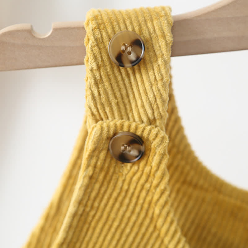 Toddler Solid Color Corduroy Neutral Overalls - image 7