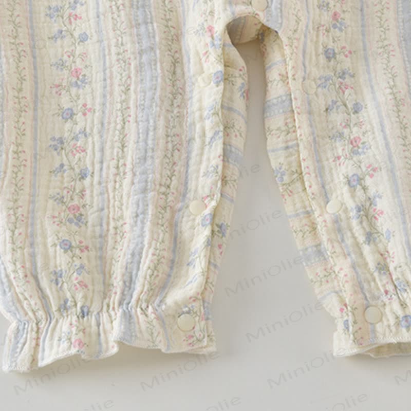 Baby Girls Beige Floral Lace Bib Collar Romper - image 4