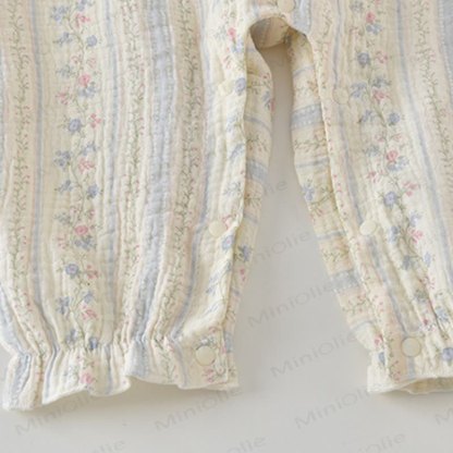 Baby Girls Beige Floral Lace Bib Collar Romper - image 4