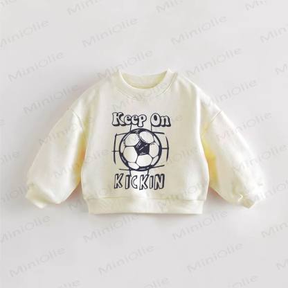 KEEP ON KICKIN Baby Toddler Football Print Cream Sweatshirt - Cream - 3-5T - image 1