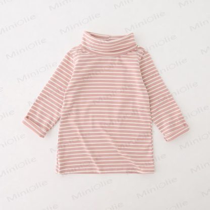 Baby Toddler Striped Mock Neck Long Sleeve Top - Pink - 6-7T - image 11
