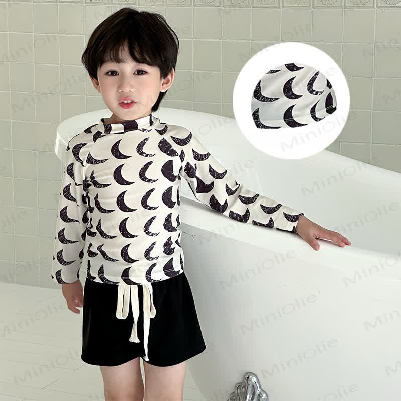 Toddler Boys Sun Safe Rashguard Swimwear 2 Piece Set with Swim Cap - White - 8-9T - image 4