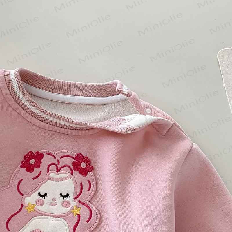 Baby Girl Mermaid Flower Quilted Pink Sweatshirt/Stripe Leggings Set - image 7