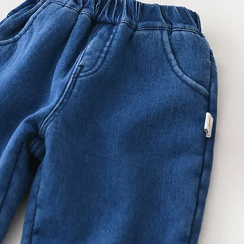 CHRISTMAS Baby Denim Deer Fleece Lined Pants - image 7