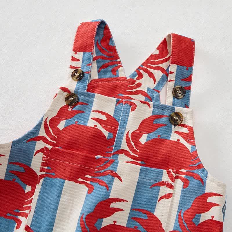 Baby Toddler Crab Blue Striped Overalls - image 4