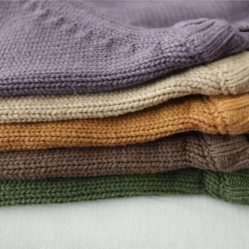 Kid Solid Color Crew Neck Knitted Sweater - image 3