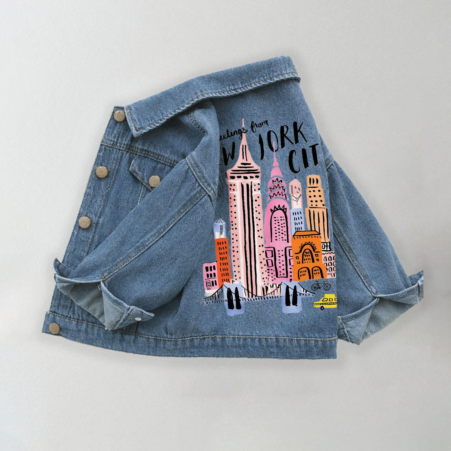 GREETING FROM NEW YORK CITY Toddler Kid City Print Denim Jacket - Blue - 10-11T - image 1