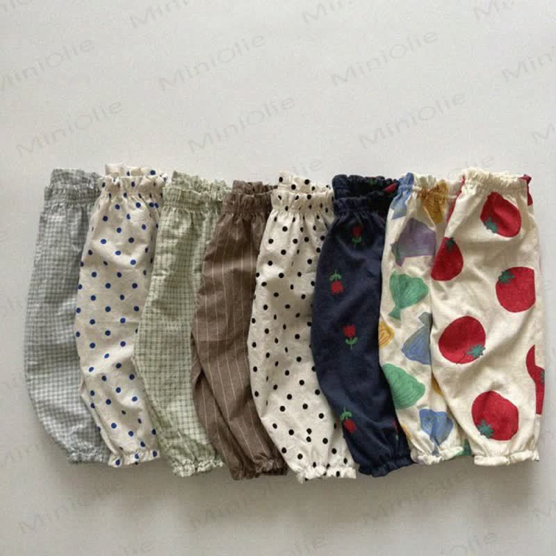 Toddler Tomato Dots Flower Plaid Pants - image 1
