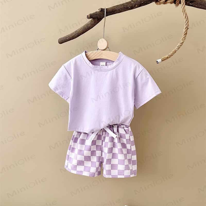 Baby 2-Piece Soft Checkerboard Sweatsuit Set - Purple - 2-3T - image 27