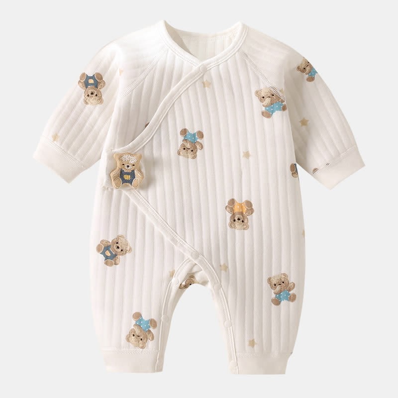  Baby Star Bear Kimono Romper - White - 3-6M - image 1