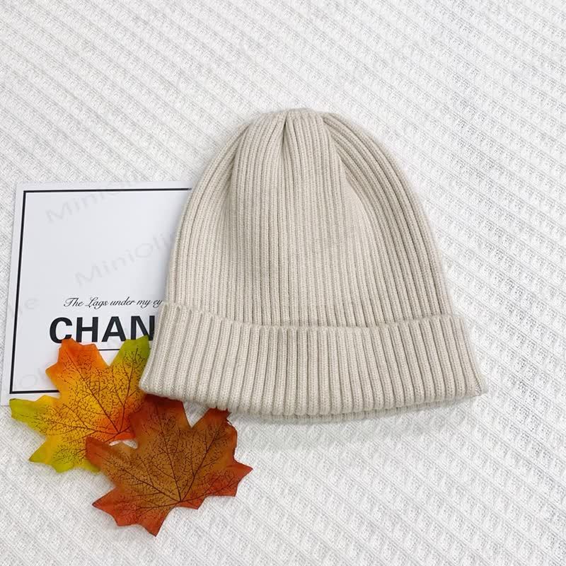 Baby Solid Color Simple Knitted Beanie - Khaki - 12-24M - image 5