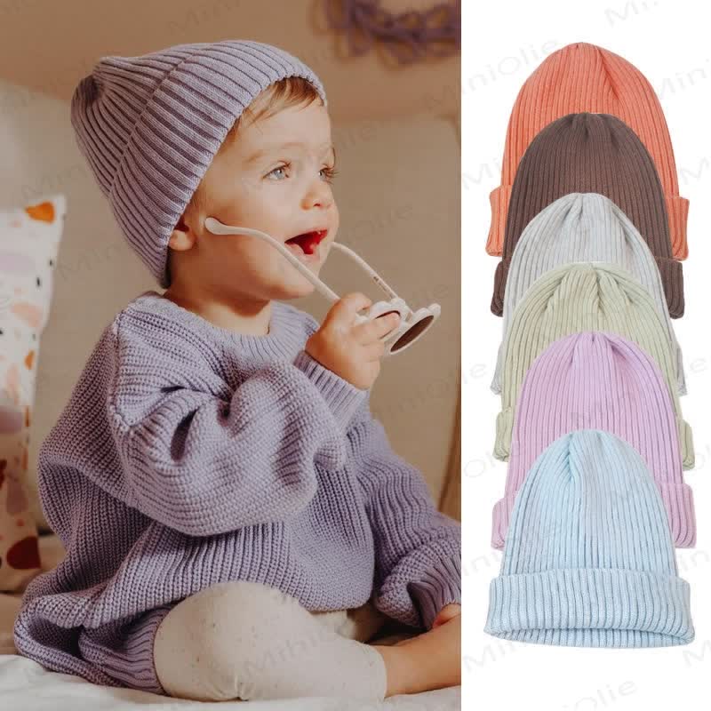 Baby Solid Color Simple Knitted Beanie - image 2