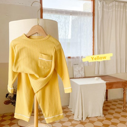 Toddler 2-Piece Simple Pocket Pajamas Set - Yellow - 11-12T - image 1
