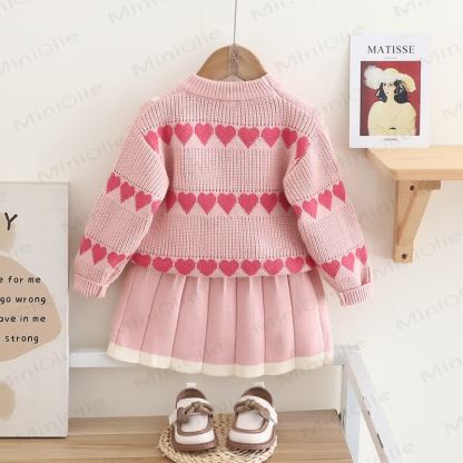 Toddler 2-Piece Knitted Jacquard Heart Set - image 4