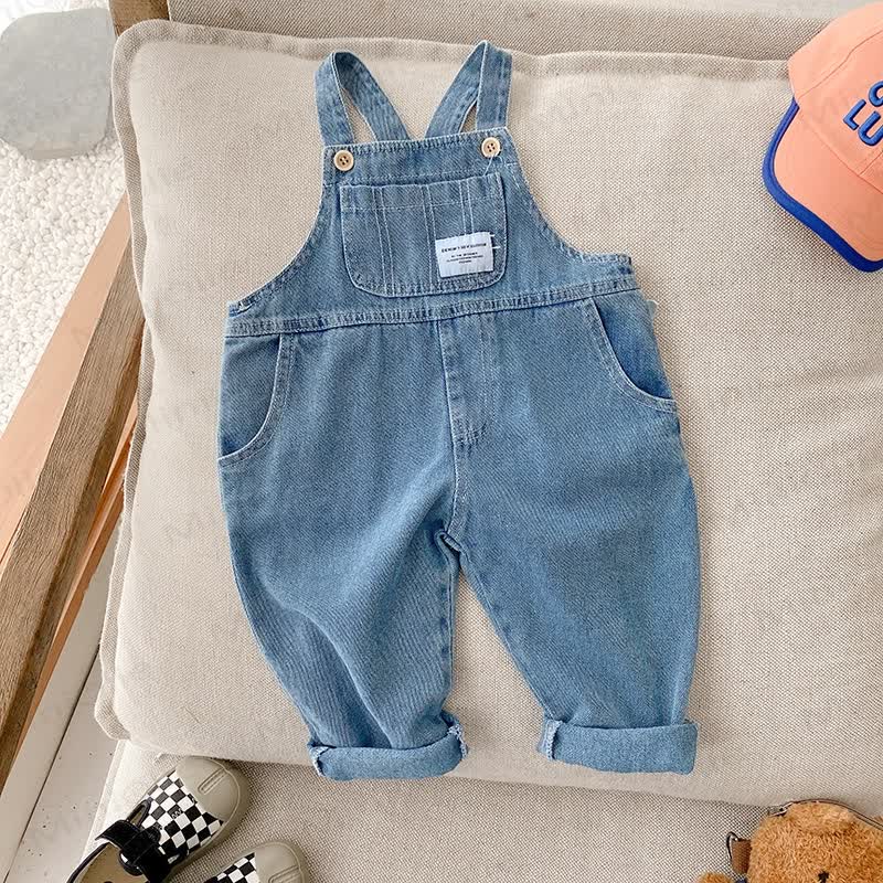 Toddler Patch Pocket Blue Denim Overalls - Blue - 10Y - image 1