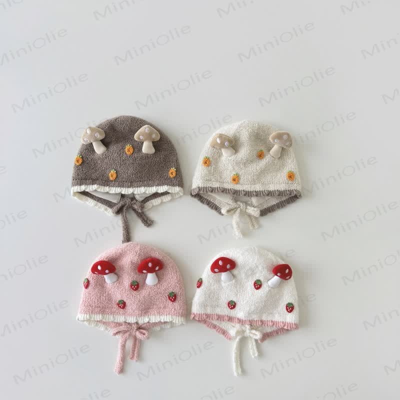 Baby Mushroom Strawberry Lovely Knit Bonnet - image 1