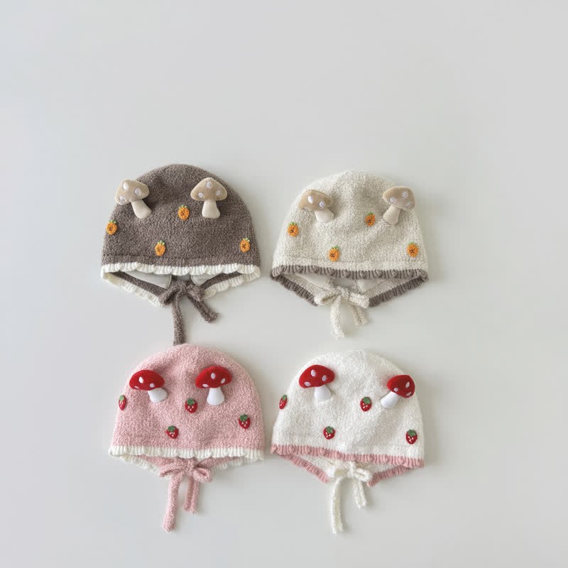 Baby Mushroom Strawberry Lovely Knit Bonnet - image 1