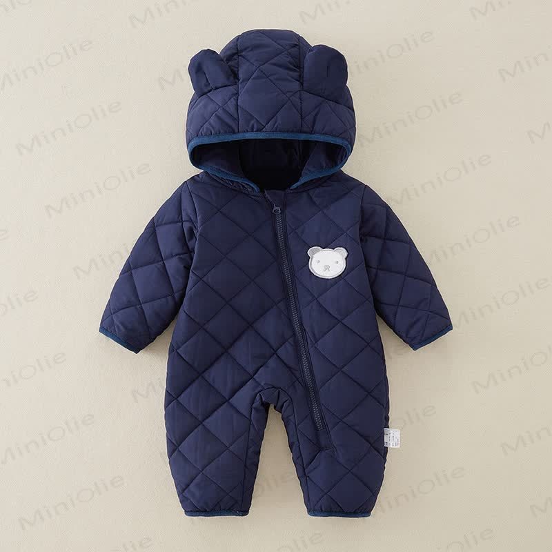 Baby Bear Hooded Cotton Padded Romper - Blue - 2-3T - image 10