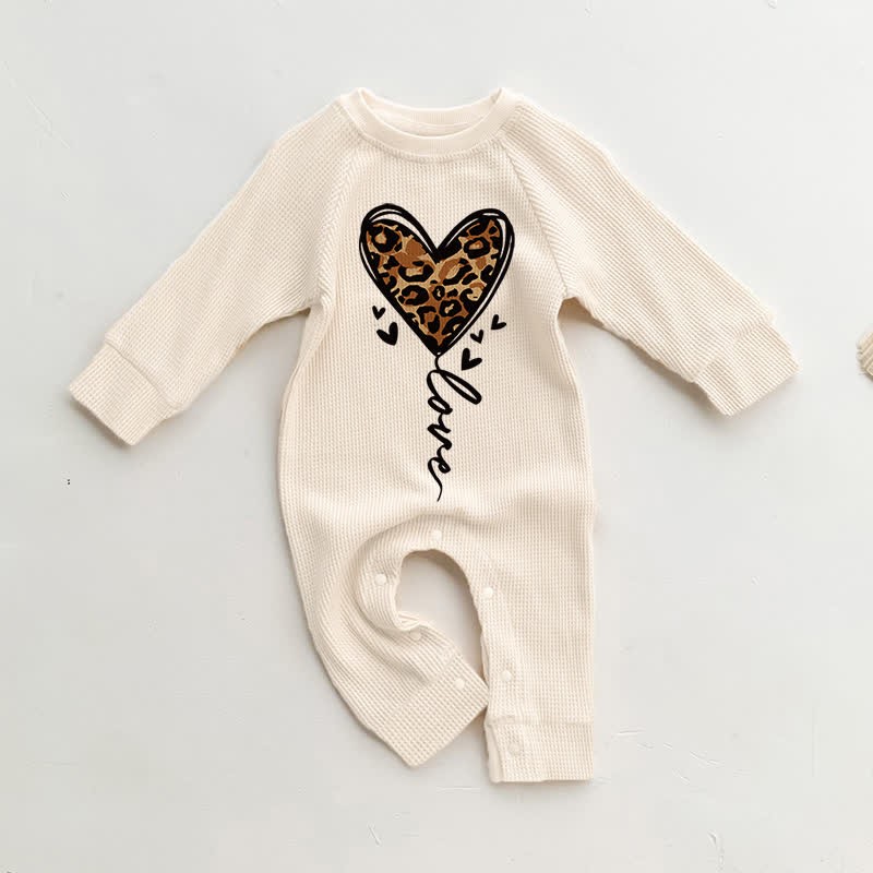 Baby Leopard Print Heart Balloon Romper - Beige - 18-24M - image 1