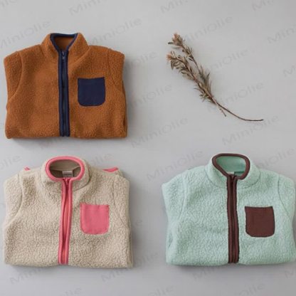 Baby Contrast Color Fleece Romper - image 2