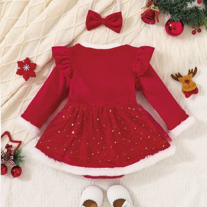 Baby Red Skirted Bodysuit with Headband - image 2