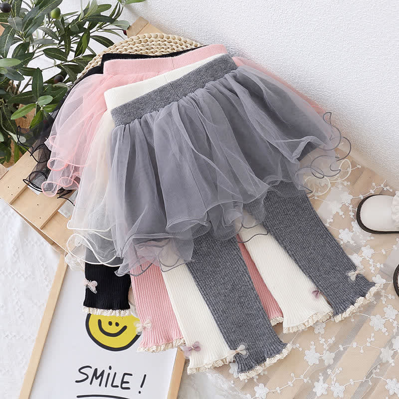 Toddler Girl Skirted Tulle Bow Leggings - image 1