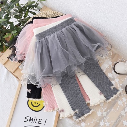Toddler Girl Skirted Tulle Bow Leggings - image 1