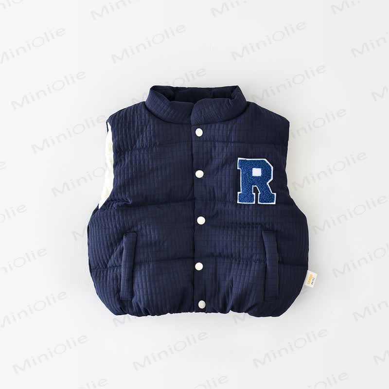 R Baby Toddler Letter Cotton Padded Vest - Blue - 3-5T - image 5 - image 6