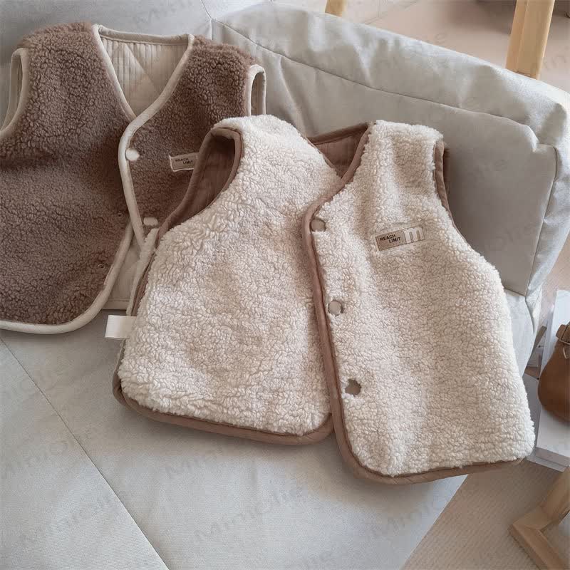 Baby Toddler Solid Color Fleece Vest Jacket - image 1