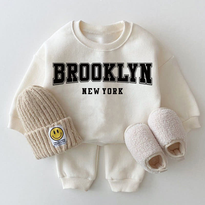 BROOKLYN NEW YORK Baby White Sweatshirt 2-piece Set - White - 2-3T - image 1