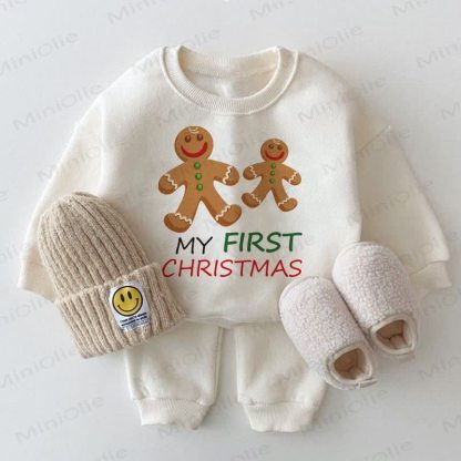 MY FIRST CHRISTMAS White Gingerbread Sweatshirt 2-piece Set - White - 2-3T - image 1