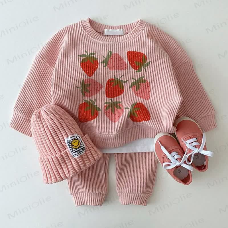 Baby 2-Piece Strawberry Pink Waffle Set - Pink - 2-3T - image 1
