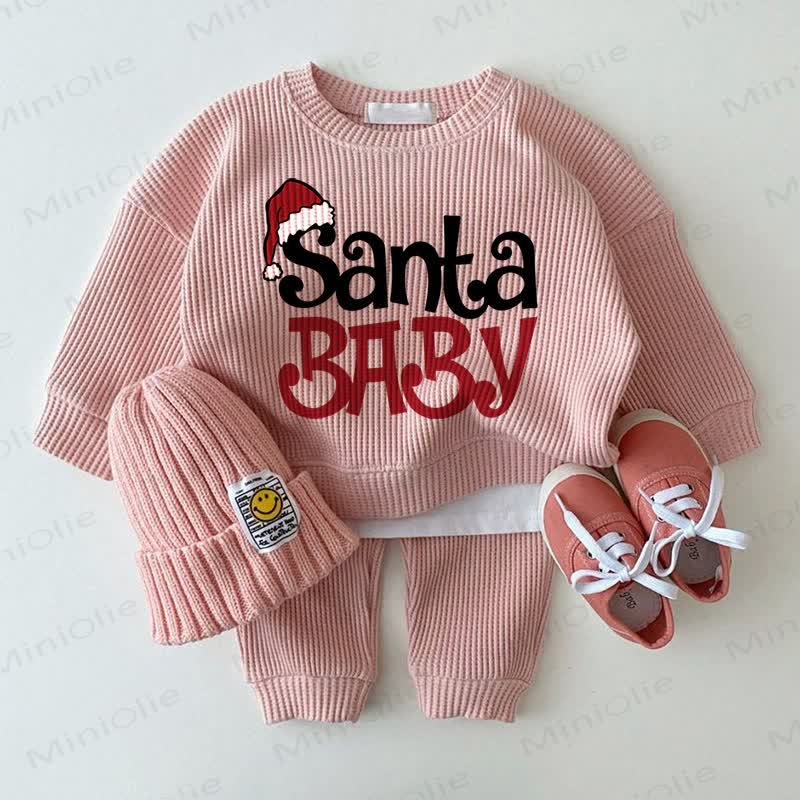 SANTA BABY Baby 2-Piece Pink Waffle Set - Pink - 2-3T - image 1
