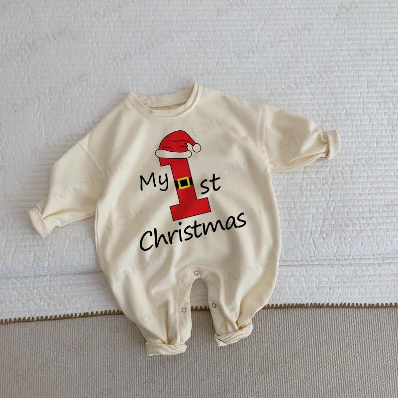MY 1ST CHRISTMAS Baby Beige Romper - Beige - 2-3T - image 1