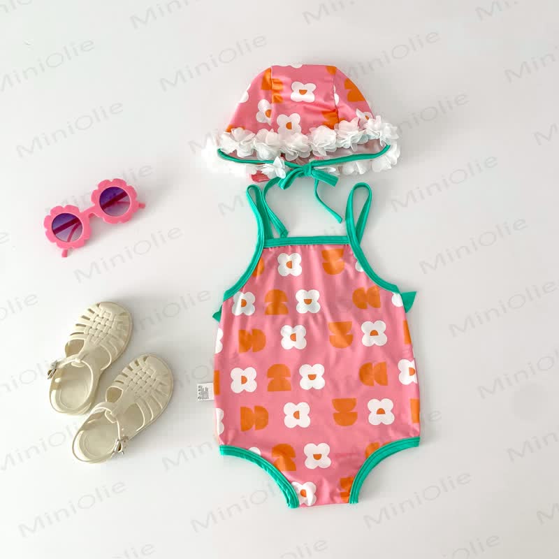Baby Girl One-piece/2-piece Swimsuit with Hat - Pink - 2-3T - image 21