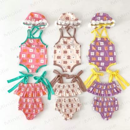 Baby Girl One-piece/2-piece Swimsuit with Hat - image 5