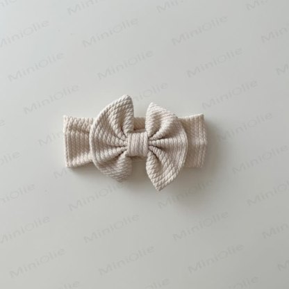 Baby Newborn Solid Color Bowknot Headband - Beige - 0-12M - image 7