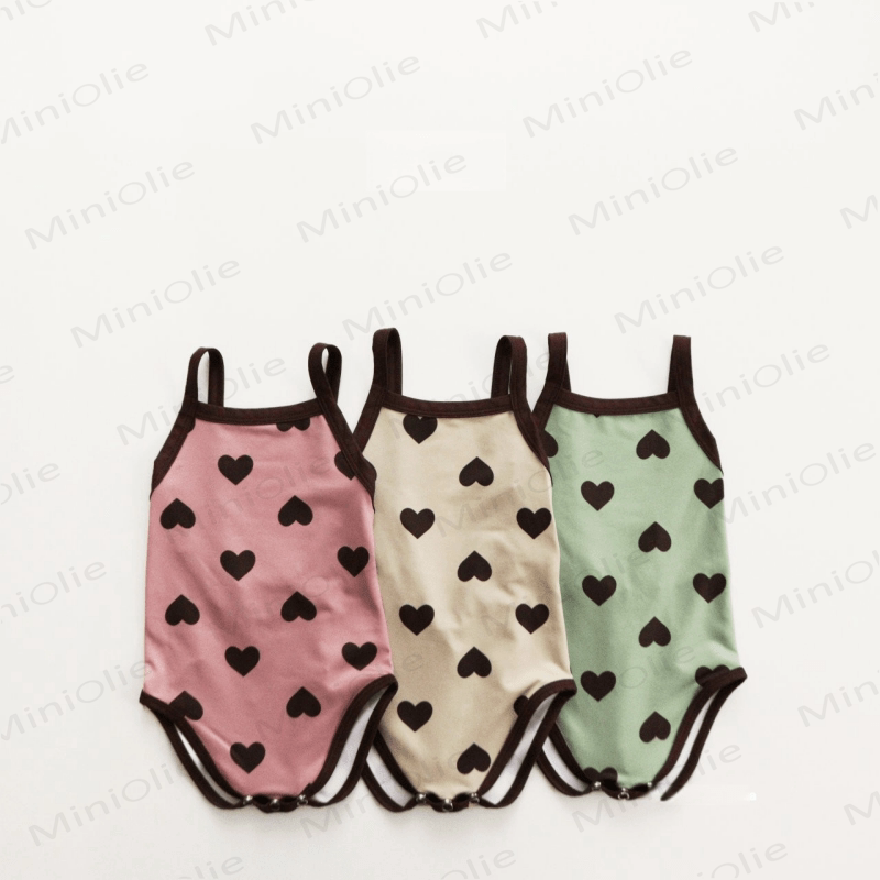 Baby Suspender Backless Love Swimsuit with Hat - image 1