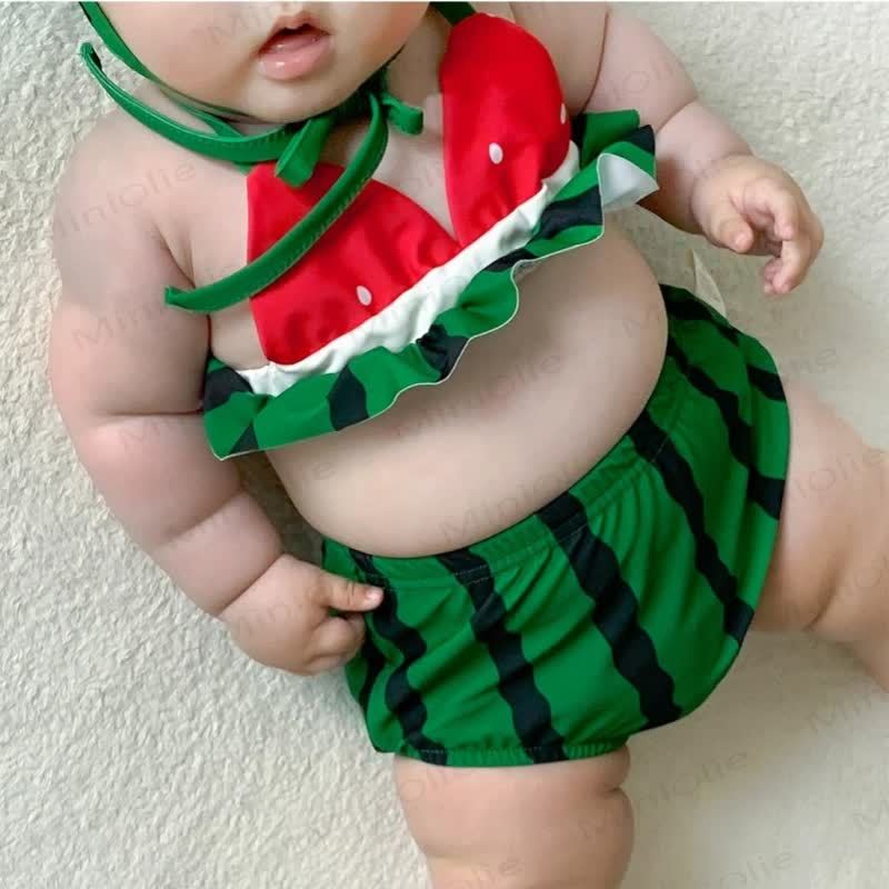 Baby Girl Watermelon 2-piece Swimsuit with Hat - image 8