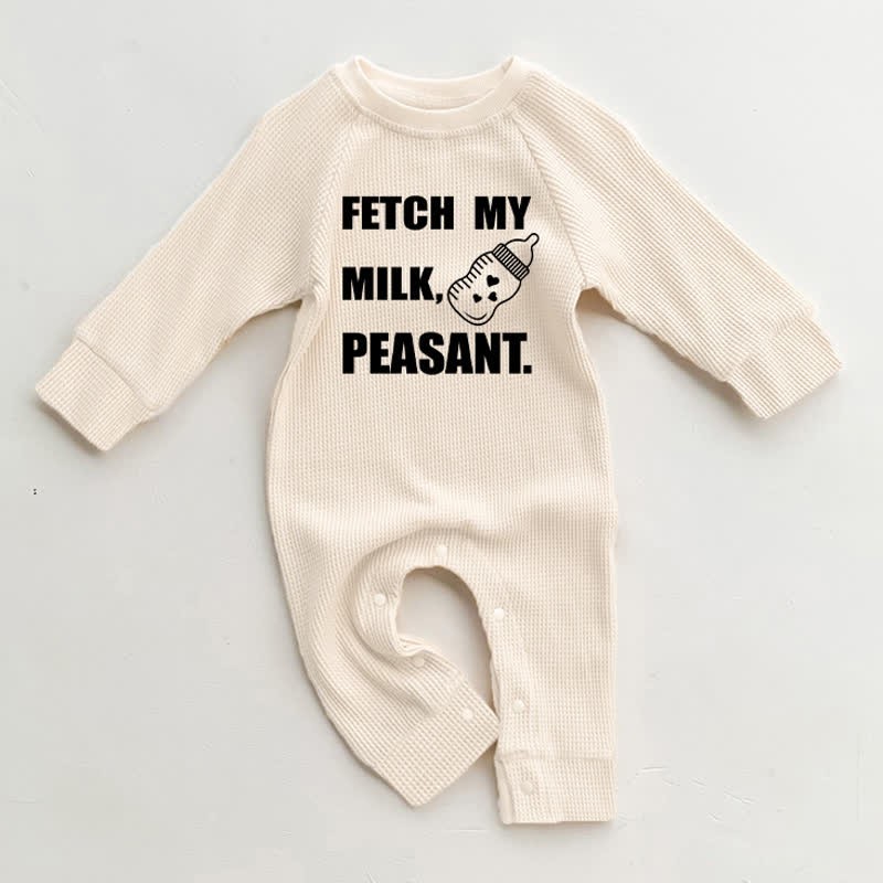 FETCH MY MILK PEASANT Baby Beige Waffle Romper - Beige - 18-24M - image 1