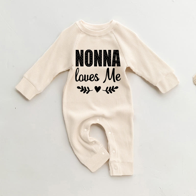NONNA LOVES ME Baby Waffle Romper - Beige - 18-24M - image 1