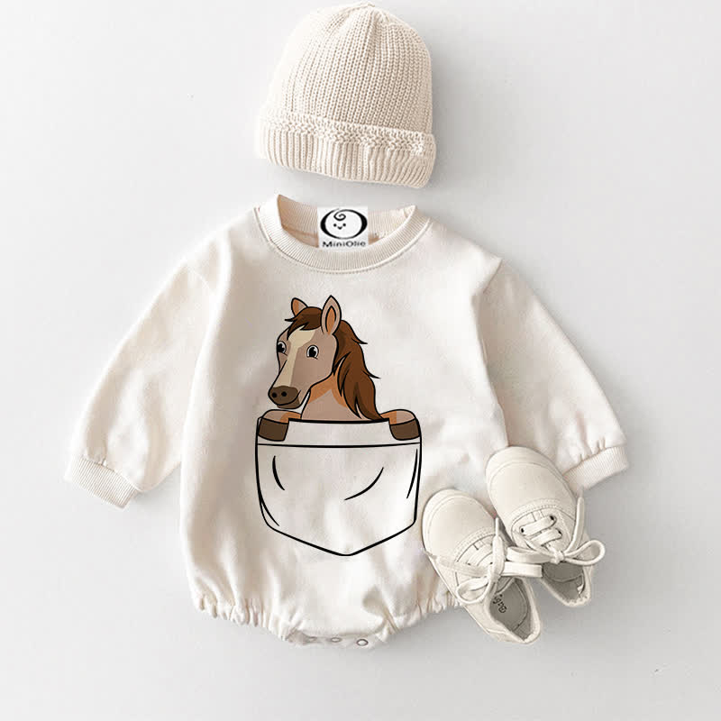 Baby Pocket Horse White Bodysuit - White - 18-24M - image 1
