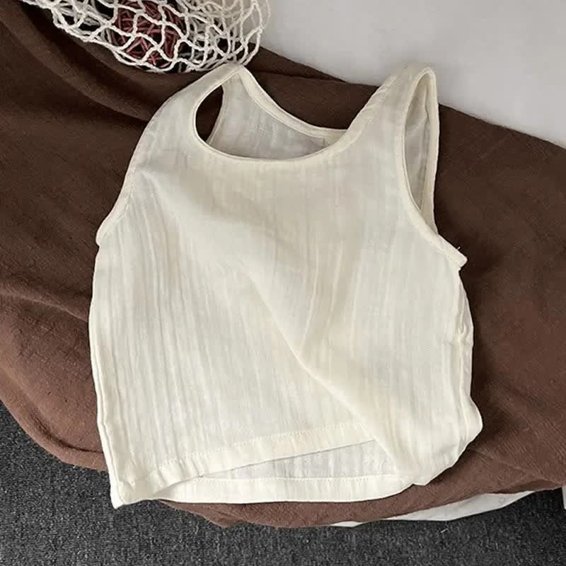 Toddler Solid Color Linen Tank Top - Beige - 8Y - image 1
