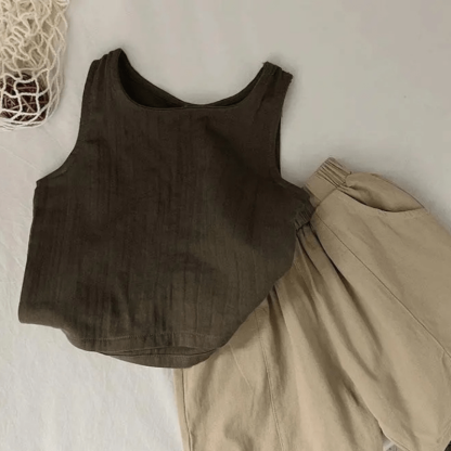 Toddler Solid Color Linen Tank Top - image 5