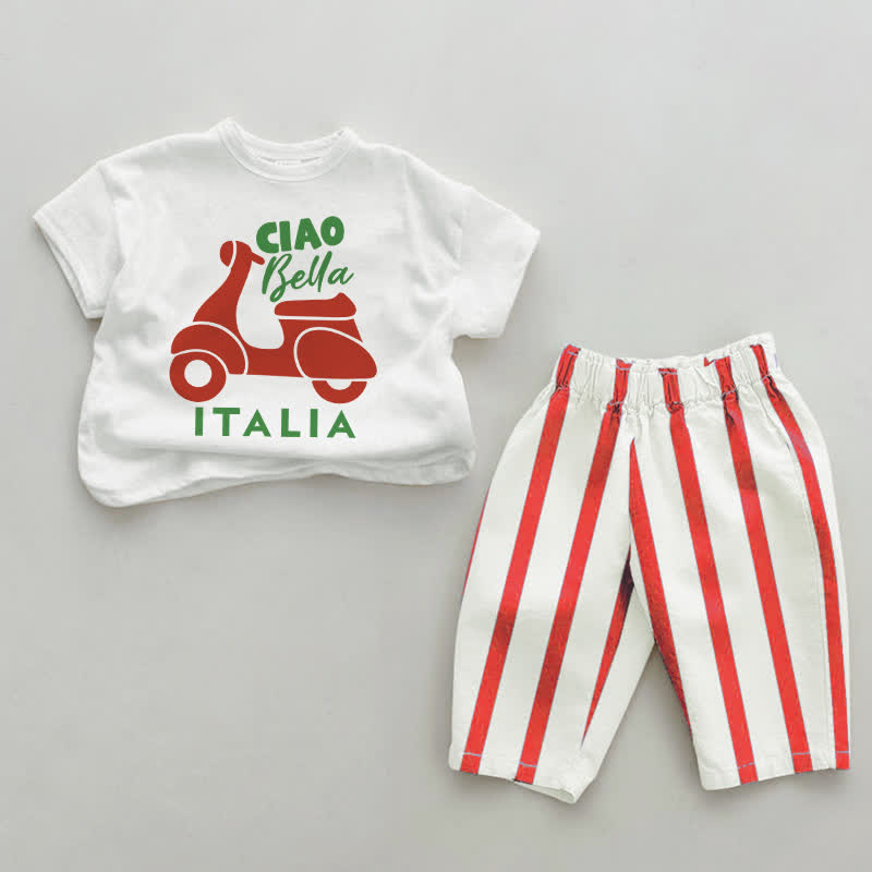 CIAO BELLA ITALIA Baby 2-Piece Red Striped Set - White&Red - 2-3T - image 1