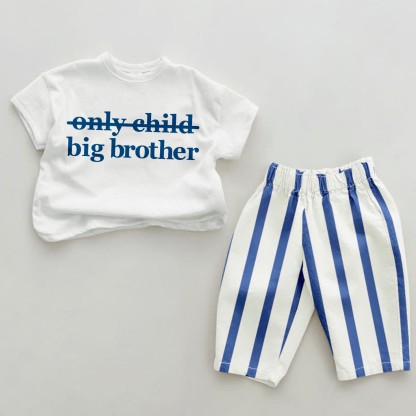 BIG BROTHER Baby Blue Vertical Striped 2-piece Set - White&Blue - 2-3T - image 1