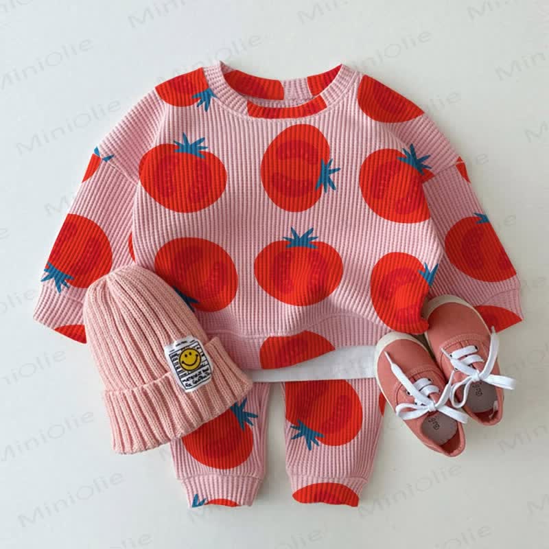 Baby Toddler Tomatoes Pink Waffle 2-piece Set - Pink - 3-5T - image 1