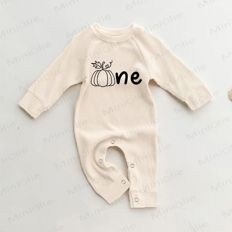 ONE Baby Pumpkin Waffle Beige Romper - Beige - 18-24M - image 1